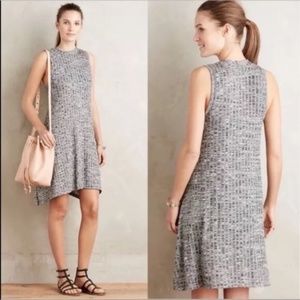 Anthropologie Maeve Emerson gray ribbed knit dress